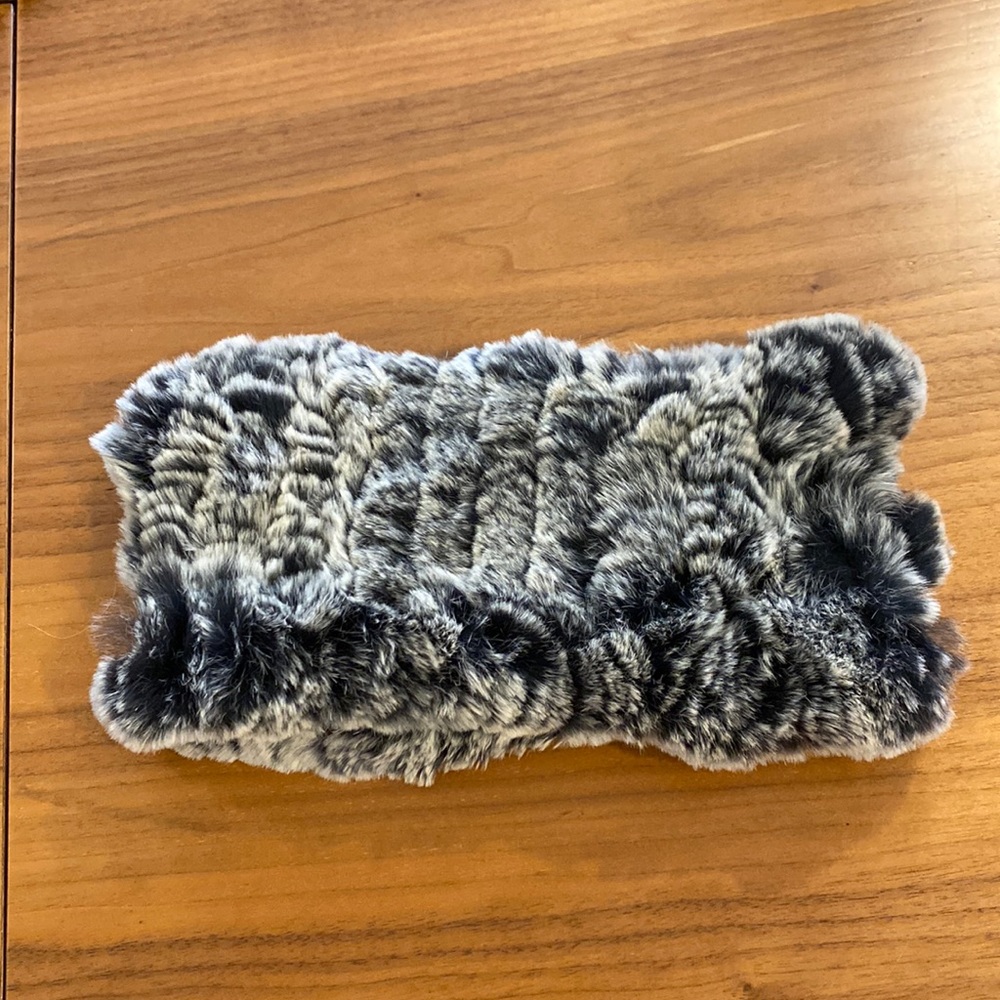 Real rabbit head ear warmer